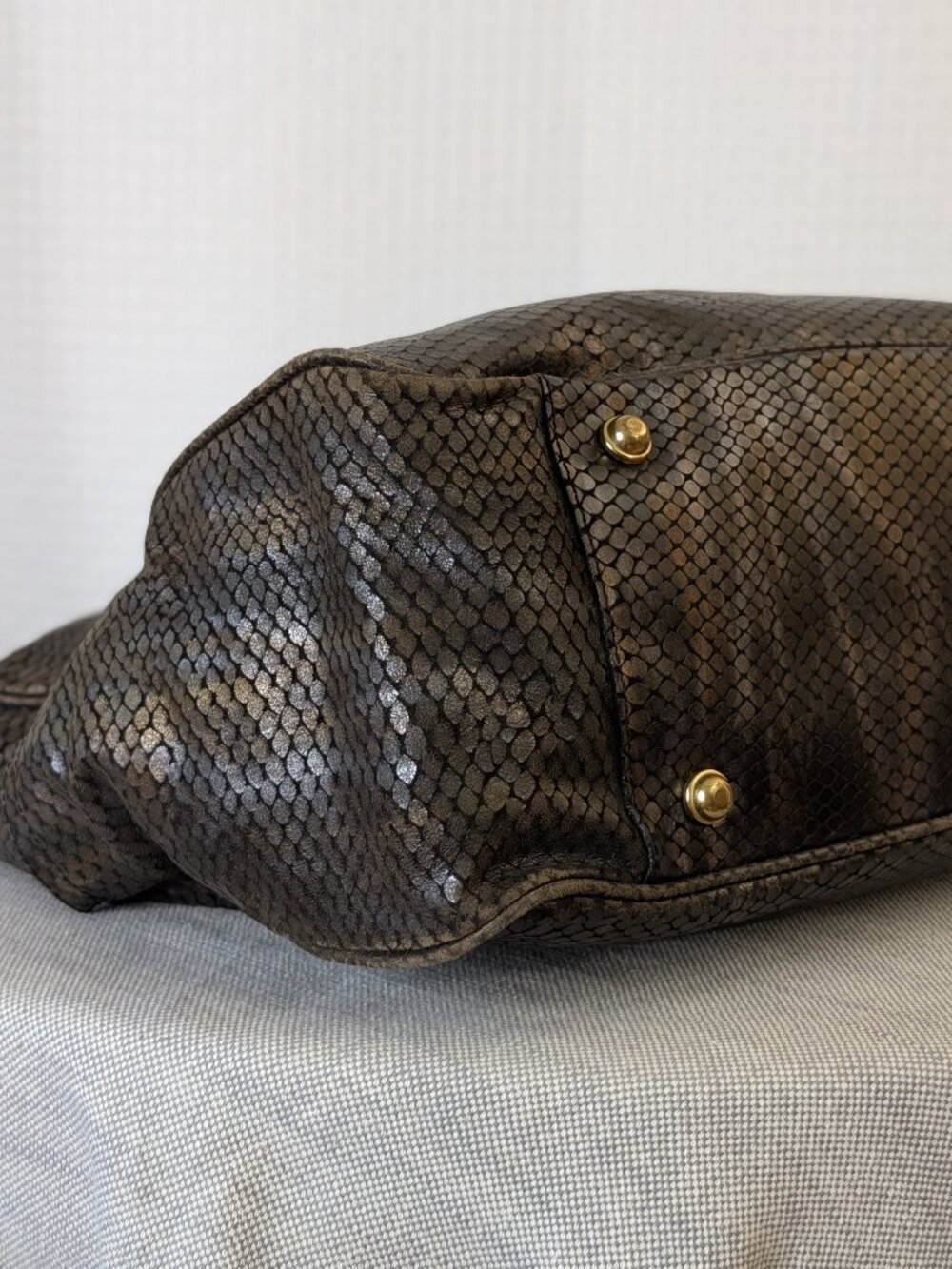 Brahmin Metallic Bronze Embossed Leather Hobo Shoulder Bag Dust Bag - Picture 10 of 12